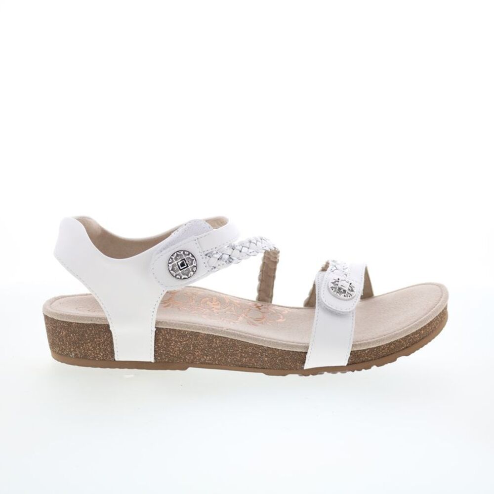 Aetrex Womens Jillian Q Strap Braid White Shoes (NWT)
